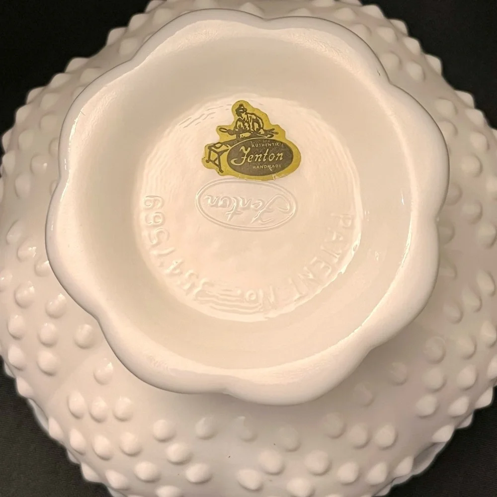 Fenton White Hobnail Milk Glass 6-Candle Holder Centerpiece Bowl Pedestal OG Tag